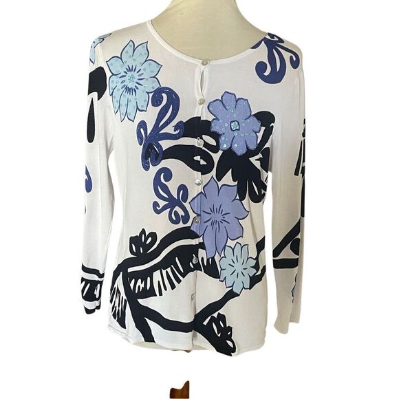 VENUE Abstract Floral Sequin Embellished Cardigan Size Large - Picture 8 of 9
